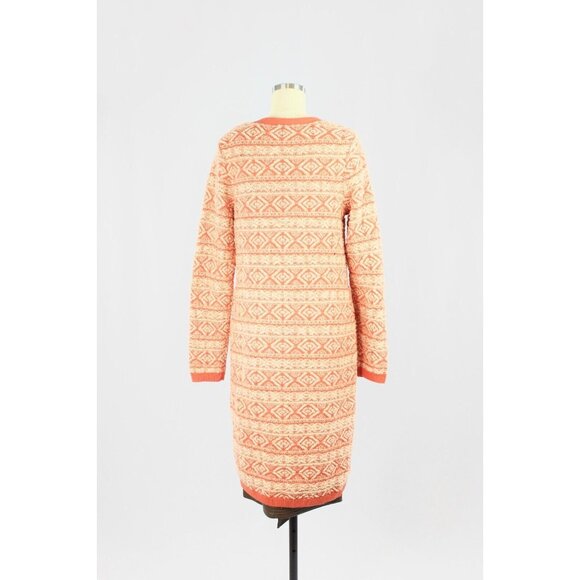 MOTH Orange Cotton Jacquard Knit Duster Cardigan Sweater, Size M - Picture 3 of 15